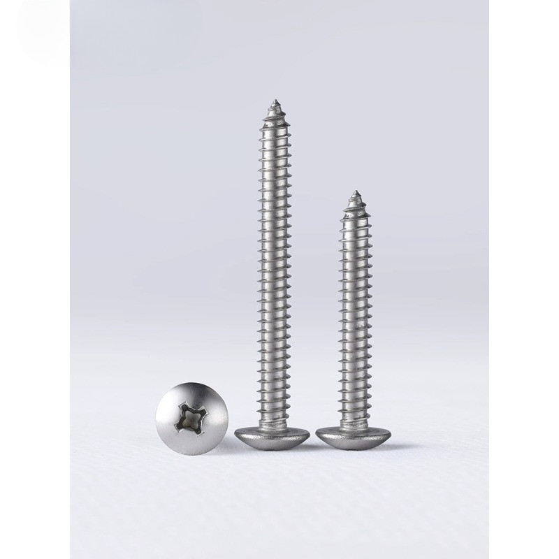 หัวร่มสกรูแตะตัวเอง  Phillips ปลายแหลมสกรูไม้ 304 สแตนเลสหัวแบนขนาดใหญ่สกรูแตะตัวเองเห็ด น็อต สกรู หัวร่ม หัวกระทะ แฉก T+ สแตนเลส  เกลียวปล่อย  / Truss an Head Phillip Tapping Screw M3/M3.5/M4M4.2/M5/M6 * L6-100 มม. (FKY-RM-TH-1) - รูปที่ 2