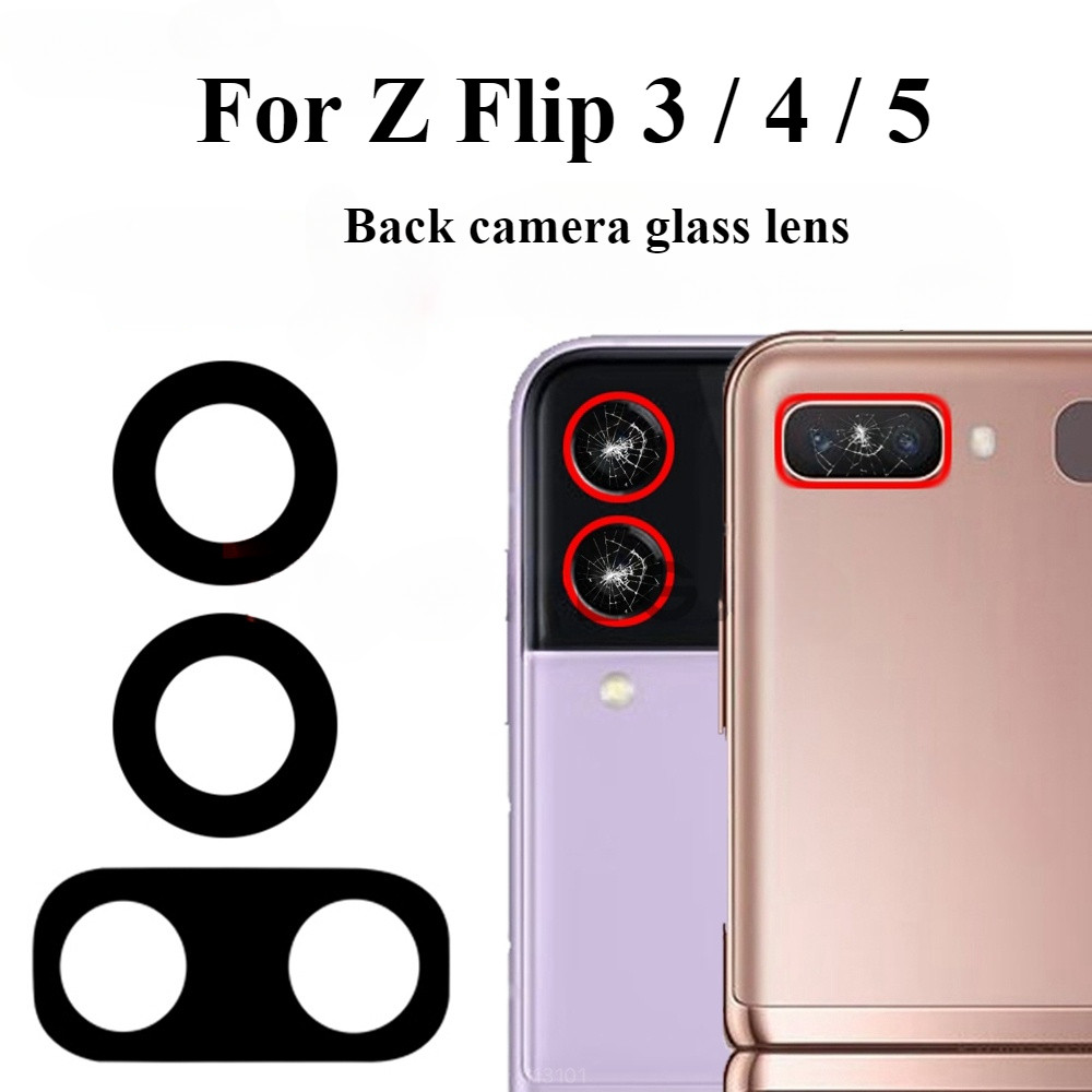 1pcs เลนส์กล้องด้านหลังด้านหลังสําหรับ Samsung Galaxy Z Flip 3 4 5 Flip3 Flip4 Flip5 5G อะไหล่