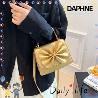 Daphne กระเป๋าถือ กระเป๋าสะพายไหล่ สะพายข้าง หนัง Pu ทรงโท้ท ประดับโบว์ ความจุสูง สไตล์มินิมอล สําหรับเด็กผู้หญิง