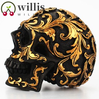 Willis โมเดลหัวกะโหลกเรซิ่น สีทอง สําหรับตกแต่งงานปาร์ตี้