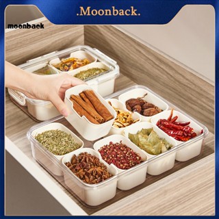 &lt;moonback&gt; กล่องเก็บเครื่องเทศ พร้อมฝาปิด แบบพกพา เกรดอาหาร 4/8 ช่อง สําหรับห้องครัวใต้