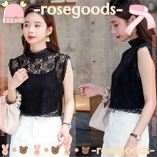เสื้อเบลาส์ คอปก แต่งลูกไม้ แบบเรียบ แฟชั่นสําหรับสตรี