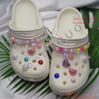 CROCS Jibbitz set（ไม่รวมรองเท้า）สีตารางหัวใจห่วงโซ่รอบหัวเข็มขัดรองเท้า、อุปกรณ์เสริมหัวเข็มขัด น่ารัก สําหรับตกแต่งรองเท้า DIY