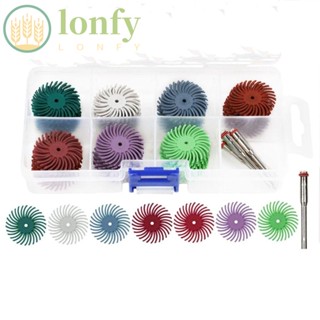 Lonfy ชุดจานเจียร 3 มม. หลายสี ตะแกรงขัดโรตารี่ อลูมิเนียมออกไซด์ 80-2000 ไนล่อน 1 นิ้ว สําหรับขัดเครื่องประดับ ไม้ โลหะ