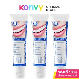 Sparkle Set 3 Items White Toothpaste [100g x 3pcs] #Normal Tube.