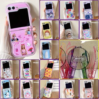 เคสโทรศัพท์มือถือ ซิลิโคนนิ่ม TPU ใส ขอบหยัก พิมพ์ลายการ์ตูน กันกระแทก สําหรับ Samsung Galaxy Z Flip 5 Z Flip 5