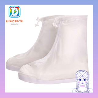 Diachath รองเท้าบูท PVC กันฝน สีขาว ใช้ซ้ําได้ สําหรับผู้หญิง 1 คู่