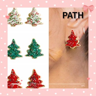 Path ต่างหูสตั๊ด อะคริลิค รูปเค้กคริสต์มาส สีแดง สําหรับผู้หญิง