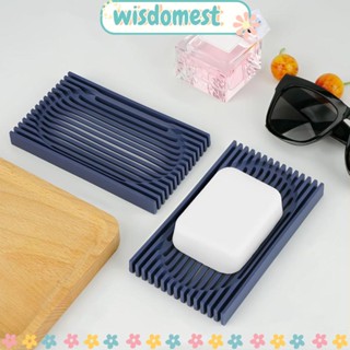 Wisdomest จานวางสบู่ซิลิโคน ระบายน้ํา สองด้าน ทนทาน สําหรับห้องน้ํา