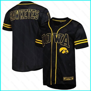 เสื้อคาร์ดิแกนเบสบอล พลัสไซซ์ ลายการ์ตูน Iowa Hawkeyes Jersey Button-Down