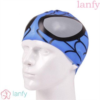 Lanfy หมวกว่ายน้ําเด็ก กีฬาทางน้ํา เด็ก ยืดหยุ่น ซิลิโคน การออกแบบการ์ตูน สะดวกสบาย หมวกว่ายน้ํา