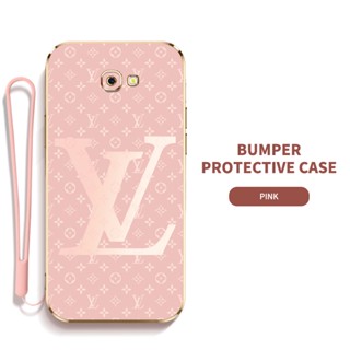 LV Ybd เคสโทรศัพท์มือถือ ซิลิกาเจล พร้อมสายคล้อง บาง ป้องกันเลนส์ สําหรับ Samsung Galaxy J4 Plus J4+ J2 Prime J3 J5 Pro 2017 J330 J5 Prime J2 ACE G530