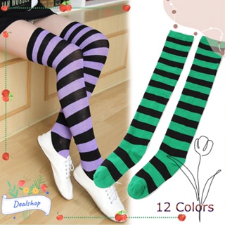 Dealshop ถุงน่องลายทาง 12 สี ผู้หญิง อบอุ่นเหนือเข่า