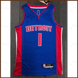 เสื้อกีฬาบาสเก็ตบอล แขนกุด ลายทีม NS2 NBA Jersey Detroit Piston No.1 Iverson Classic พลัสไซซ์ S