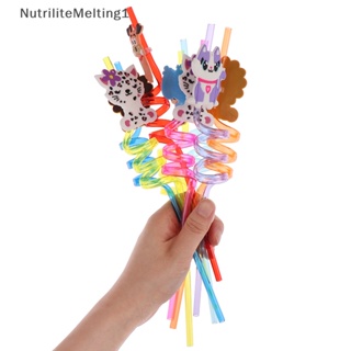 [NutriliteMelting1] หลอดดูดน้ําพลาสติก รูปสัตว์ ใช้ซ้ําได้ สําหรับตกแต่งปาร์ตี้วันเกิดเด็ก 8 ชิ้น