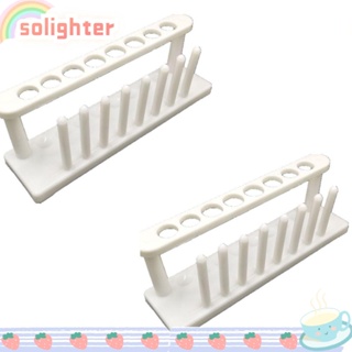 Solighter ขาตั้งหลอดทดลอง พลาสติก สีขาว 241*64*78 มม. ทนทาน 18 มม. 0.7 นิ้ว 2 ชิ้น