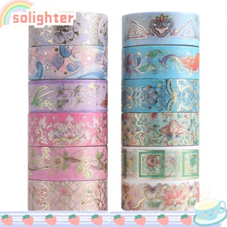 Solighter เทปวาชิ ลายดอกไม้ สร้างสรรค์ สําหรับตกแต่งสมุดภาพ เครื่องเขียน DIY 12 ม้วน ต่อชุด