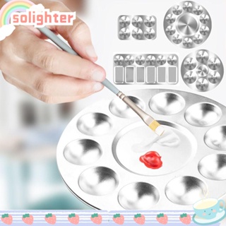 Solighter ถาดสีน้ํา แบบพกพา สีเงิน สําหรับวาดภาพระบายสี เหมาะกับเด็ก และผู้ใหญ่