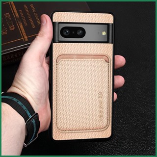 เคสหนัง PU คาร์บอนไฟเบอร์ แบบนิ่ม แม่เหล็ก สําหรับ Google Pixel 7 5G