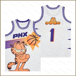 Qy No.1 PHX Garfield เสื้อกีฬาบาสเก็ตบอล สีขาว พลัสไซซ์ สําหรับทุกเพศ ทุกวัย