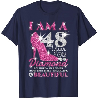 เสื้อยืด พิมพ์ลาย I Am A 48 ปี ประดับเพชร สําหรับผู้หญิง วันเกิดปีที่ 48