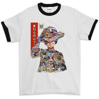 Partyprintstore เสื้อยืด พิมพ์ลายอนิเมะ One Piece Luffy Ringer Raglan 3/4 V1 9