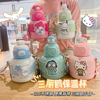 ✿ 520มล. Sanrioถ้วยเก็บความร้อนถ้วยสูญญากาศสำหรับเด็กสำหรับSchoo Kuromi Cinnamoroll Melodyกระติกน้ำสแตนเลสพร้อมฟาง