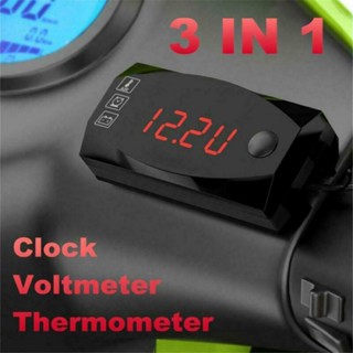 โวลต์มิเตอร์รถจักรยานยนต์ 3-In-1 อุปกรณ์เสริม DC 12V Mini Red LED Voltage Meter