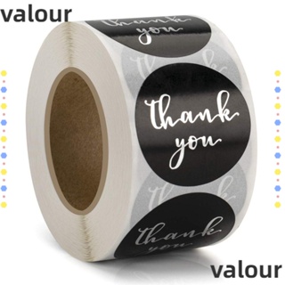 Valour สติกเกอร์ฉลาก Thank You ทรงกลม มีกาวในตัว สีดํา เงิน 1 นิ้ว 500 ชิ้น