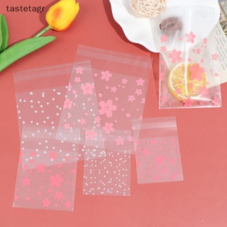 ถุงพลาสติกใส่ขนมคุกกี้ ลายจุด ดอกซากุระ 100 ชิ้น ต่อชุด EN