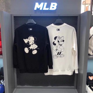 Mlb เสื้อกันหนาวลําลอง ปักลายมิกกี้เมาส์ ขนาดใหญ่ สไตล์เกาหลี อเนกประสงค์ สําหรับผู้หญิง และผู้ชาย