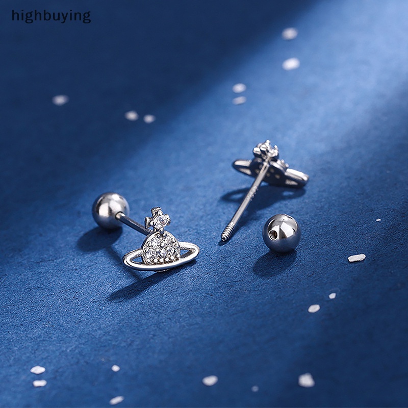 [highbuying] 1 คู่ คริสตัลเพทาย ต่างหูสตั๊ด ดาวเคราะห์ สําหรับผู้หญิง บุคลิกภาพ สกรู ต่างหูกระดูกอ่อน กระดูกอ่อน เกลียว เครื่องประดับใหม่ พร้อมส่ง
