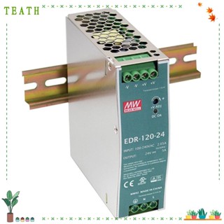 Teath รางพาวเวอร์ซัพพลาย DIN เอาท์พุทเดี่ยว 120W สีเงิน EDR-120-24 24V 5A ไฟ LED