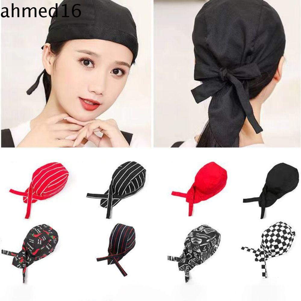 Ahmed หมวกเชฟ ผ้าฝ้าย ระบายอากาศ ปรับได้ สีดํา สําหรับทําอาหาร