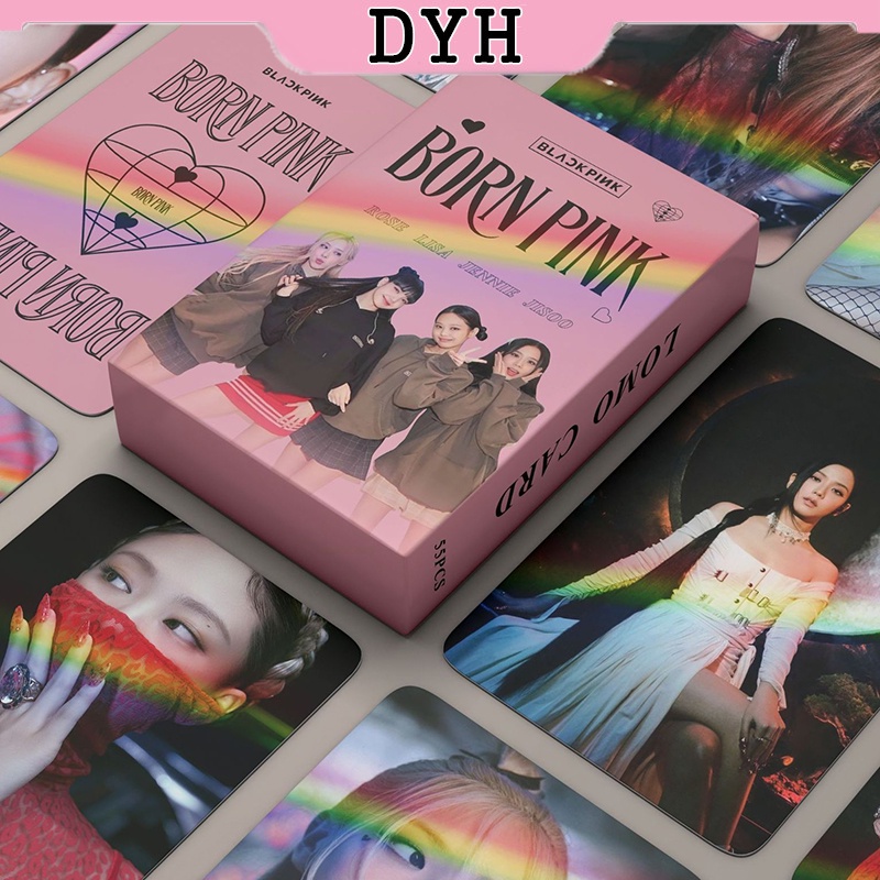 55ชิ ้ น/box BLACKPINK Laser Card Photocard Born Pink World Tour Album KPOP LOMO Card Postcard