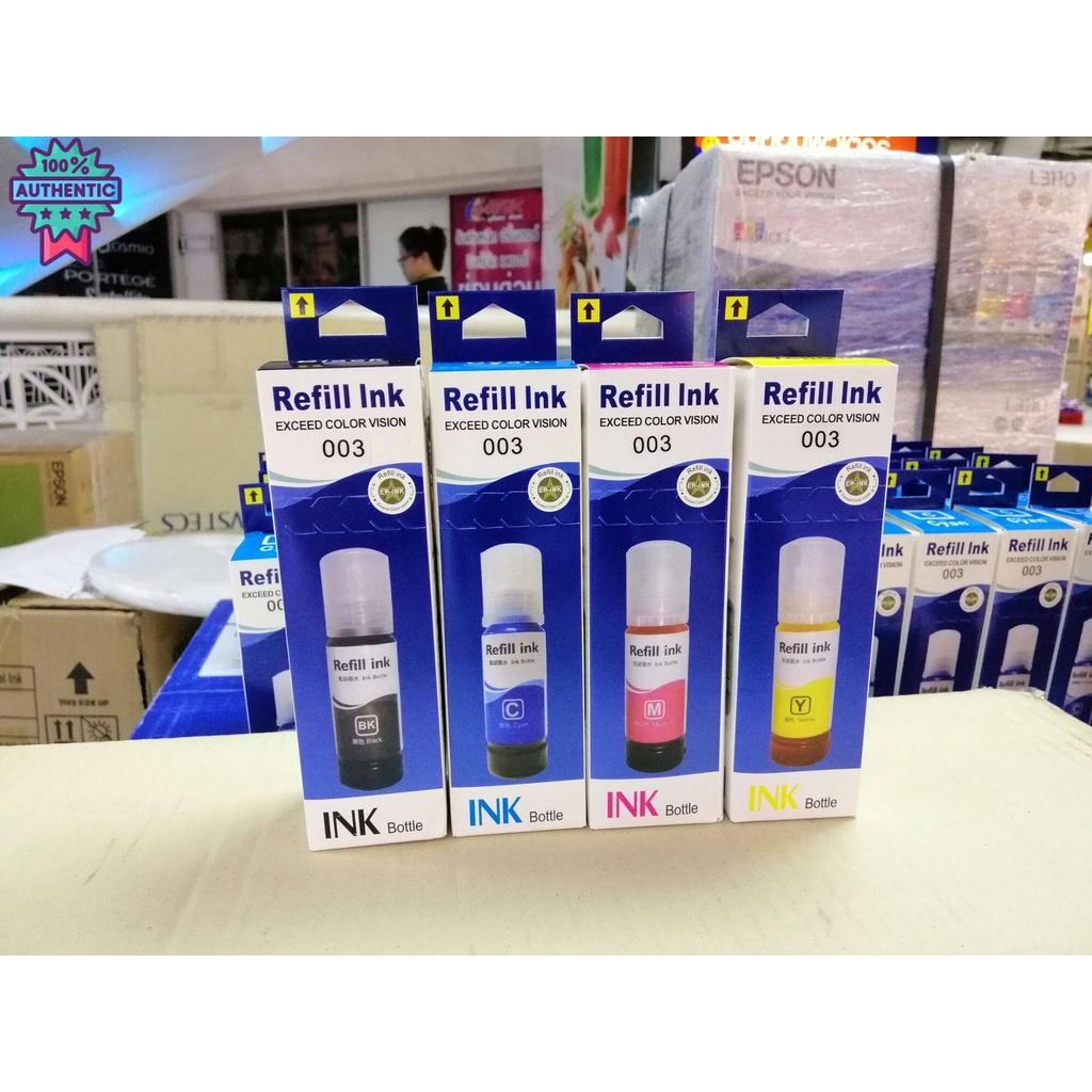 หมึกเติม Epson003 สำหรั L3110, L3150
, L5190 ใช้แทนหมึกแท้ได้  1ชุด 4 สี​