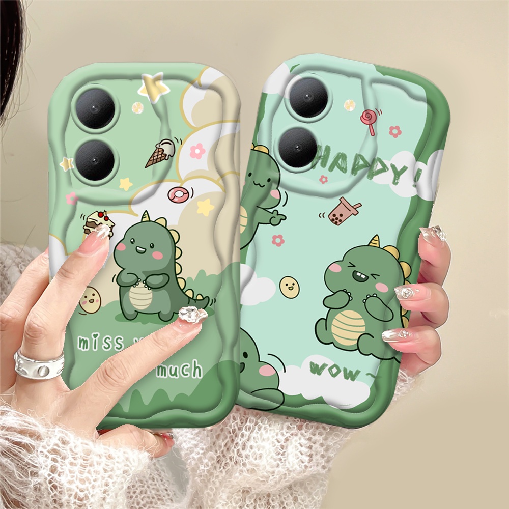 ปลอก hp Vivo Y21D Y29 4G Y04 Y27 Y36 Y20 Y02A Y02T Y35 Y17s Y11 Y17 Y16 Y21 Y15 Y12 Y30i Y22 Y15s Y20s Y12i Y21i Y91C การ์ตูนไดโนเสาร์ขอบเคสโทรศัพท์TPUน่ารัก