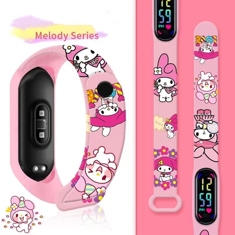 นาฬิกาข้อมืออิเล็กทรอนิกส์ พิมพ์ลายการ์ตูน Sanrio Melody เหมาะกับของขวัญ สําหรับเด็กผู้หญิง และนักเรียน