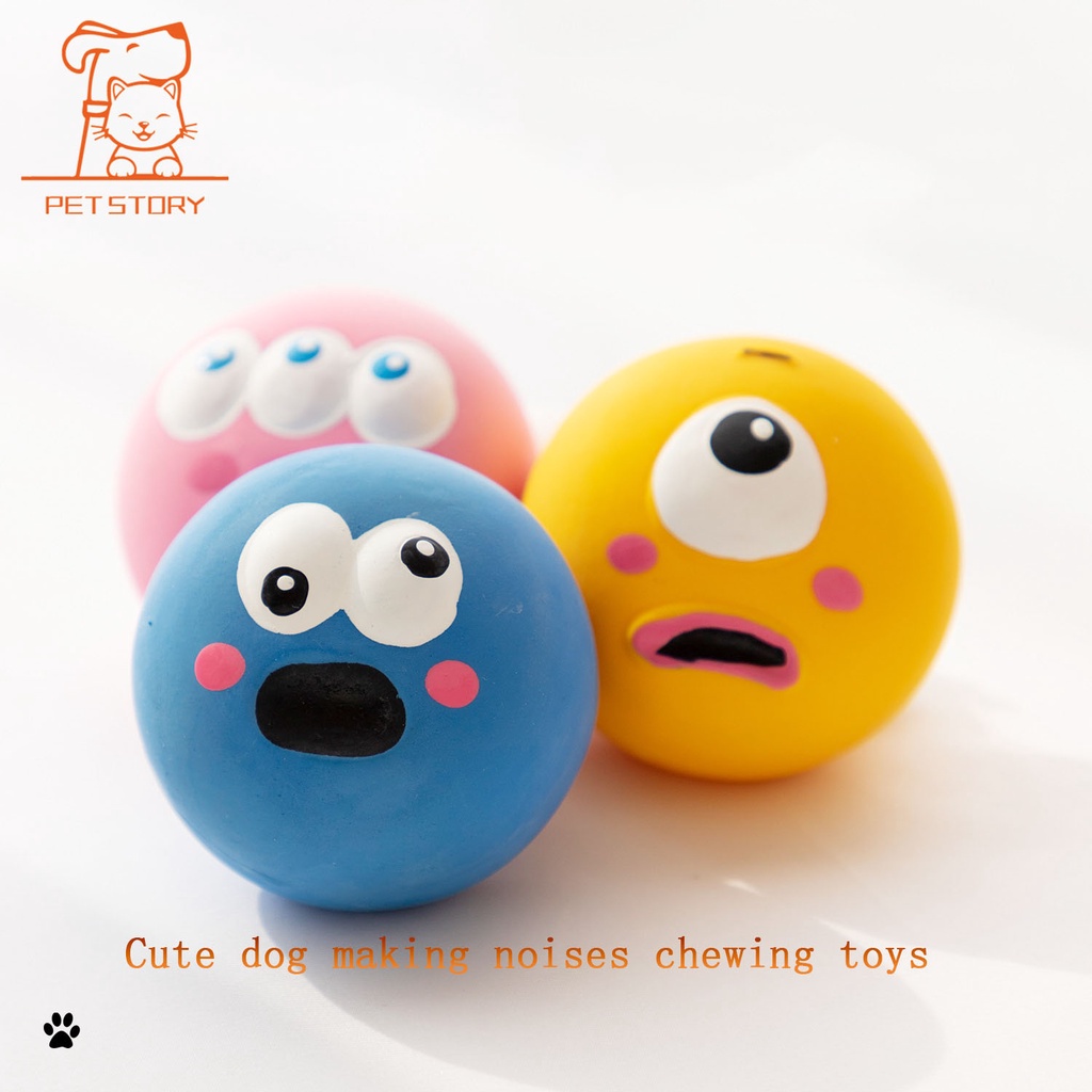 ของเล่นลูกบอลยางกัด มีเสียง ลายการ์ตูนน่ารัก เป็นมิตรกับสิ่งแวดล้อม สําหรับสัตว์เลี้ยง สุนัข