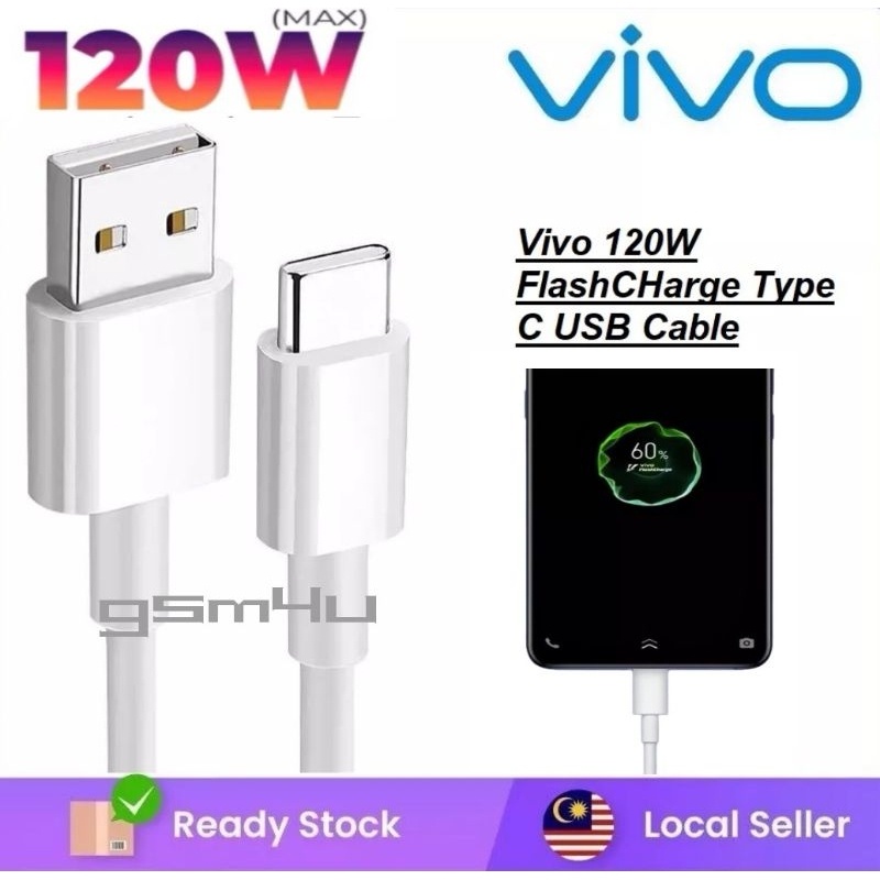 120W VIVO X90 X80 X70 X60 X50 PRO IQOO 11 10 Z7 V29 V27 V25 V23 SUPER Flashcharge 2.0 6A Type C Fast