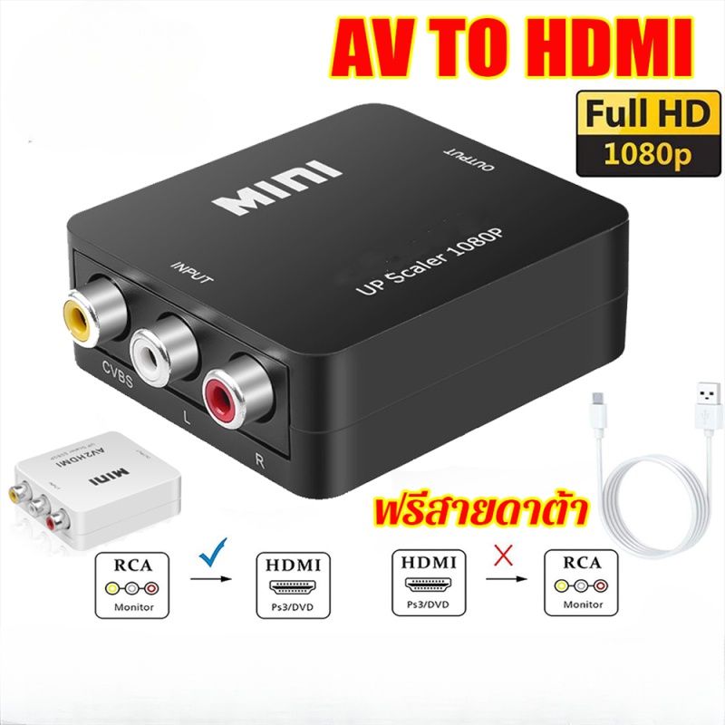 AV แปลงHDMI (1080P)DVD ตัวแปลงสาย หัวแปลง AV To HDMI Converter (1080P) ตัวแปลงสัญญาณภาพและเสียงจาก AV เป็น HDMI / RCA To HDMI / D-PHONE