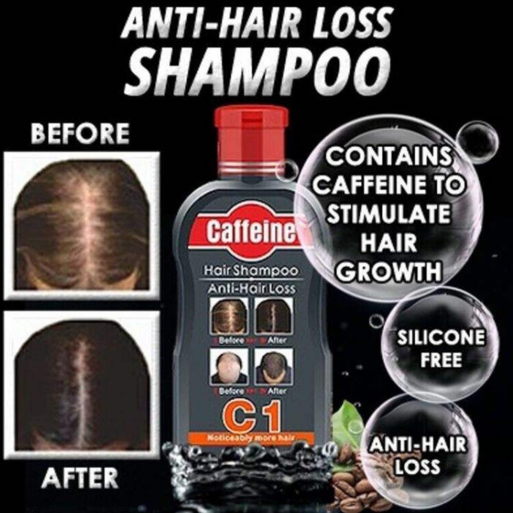 แชมพูแก้ผมร่วง คันศรีษะ ลดรังแค ผมมันบาง ชี้ฟู Caffeine Hair Shampoo รักษารากผมแก้แพ้ ยาสระช่วยผมดกห