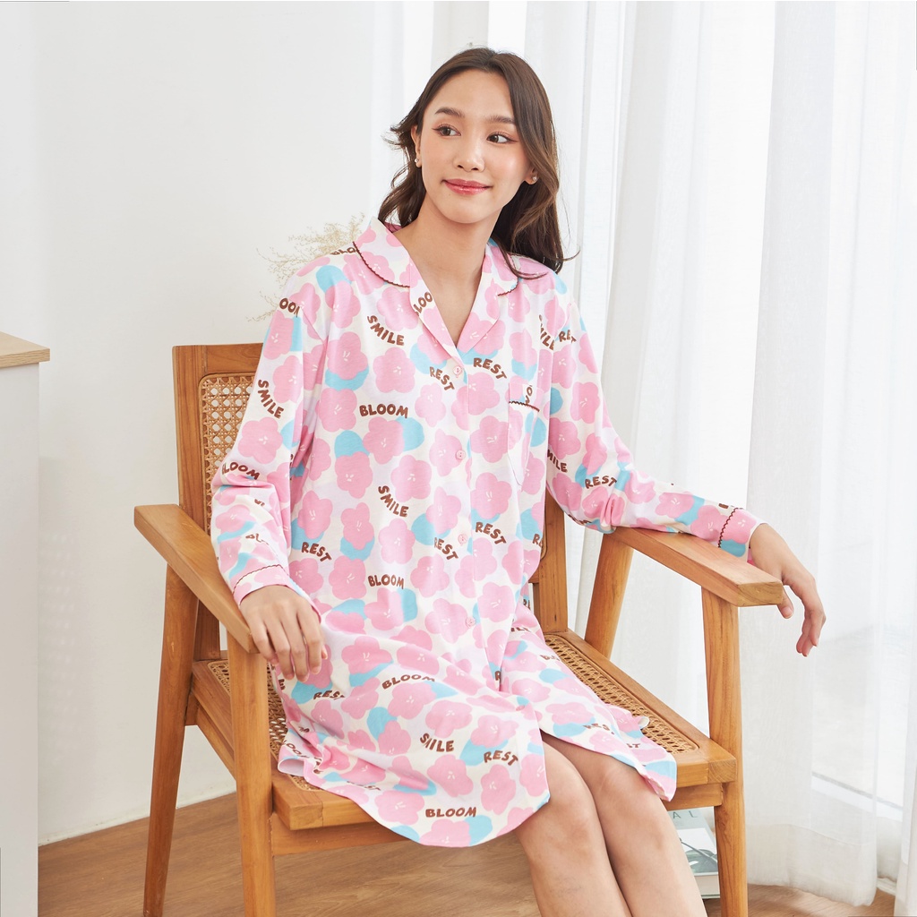 Josilins ชุดนอน ผู้หญิง คอลเลคชัน Bloom Flower ผ้าคอตตอนยืด ฟรีไซส์ และ พลัสไซส์ XL คละแบบ