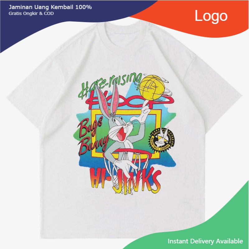 หยาง1  เสื้อยืด พิมพ์ลาย Bugs BUNNY VINTAGE | เสื้อยืด Looney TUNES 90'S | เสื้อยืด ลายการ์ตูน สีขาว