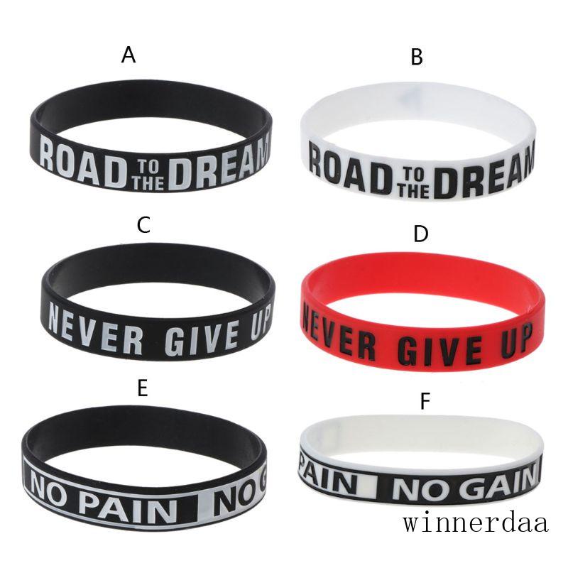 Winn Never Give Up สร้อยข้อมือ แรงจูงใจ ซิลิโคน สายรัดข้อมือ สําหรับผู้หญิง ผู้ชาย