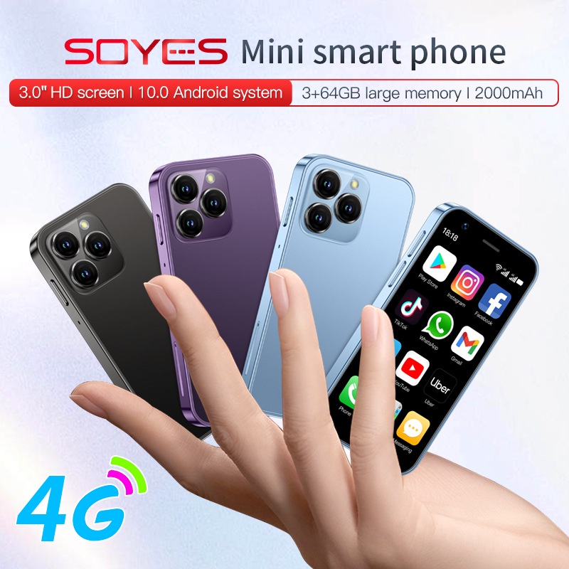 Soyes สมาร์ทโฟน XS16 Mini 3.0 นิ้ว 4G LTE แรม 3GB รอม 64GB แอนดรอยด์ 10.0 Quad Core 2000mAh Type C ซิมคู่ สแตนด์บายโทรศัพท์ ขนาดเล็ก