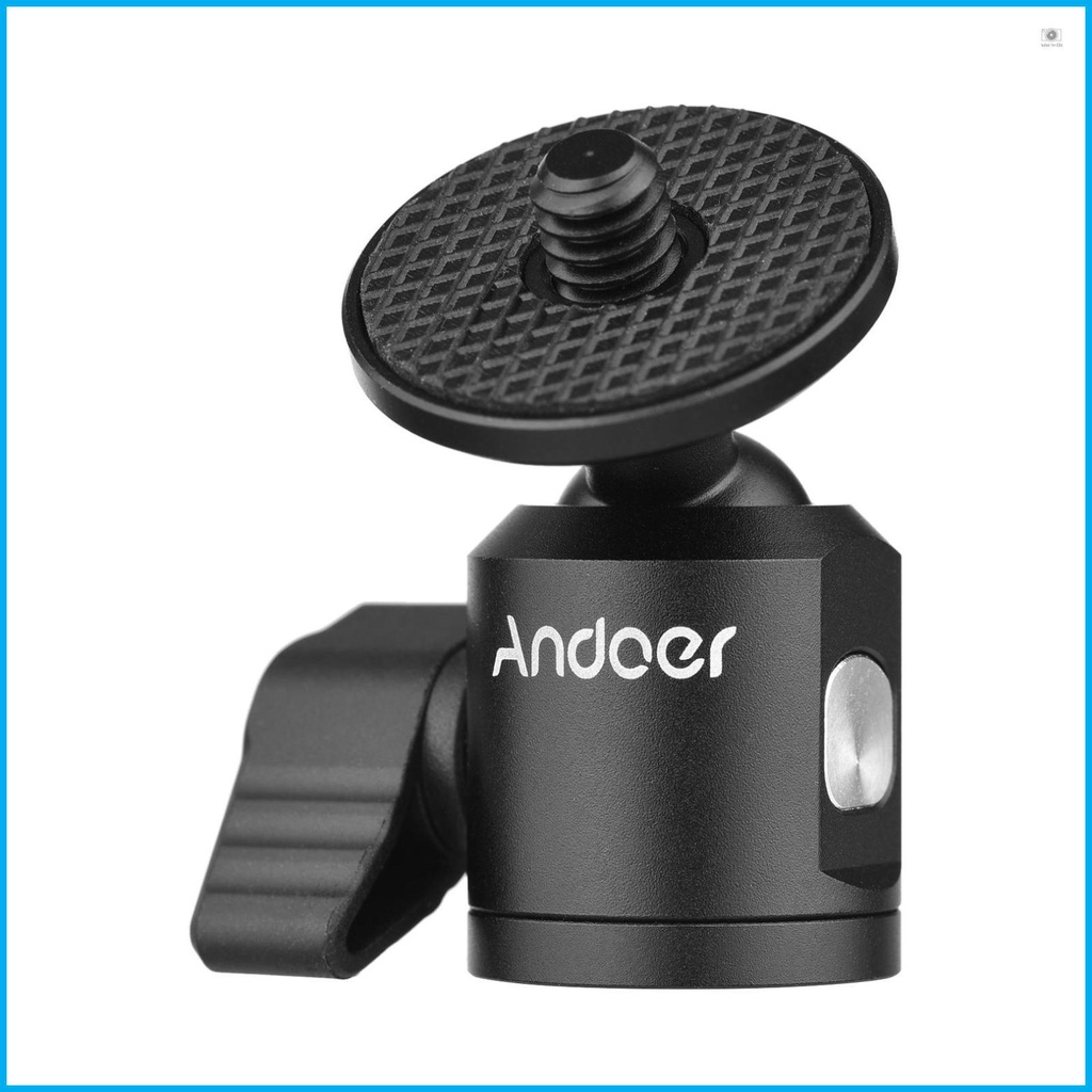 Andoer Mini Ballhead Adapter Camera Tripod Ball Head Mount Alumnum Alloy 1/4 Inch Screw Connector fo