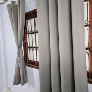 ผ้าม่านสีเทา แบบห่วงตาไก่ กันแดด ทึบมองไม่ทะลุ ป้องกันUV ลดเ…