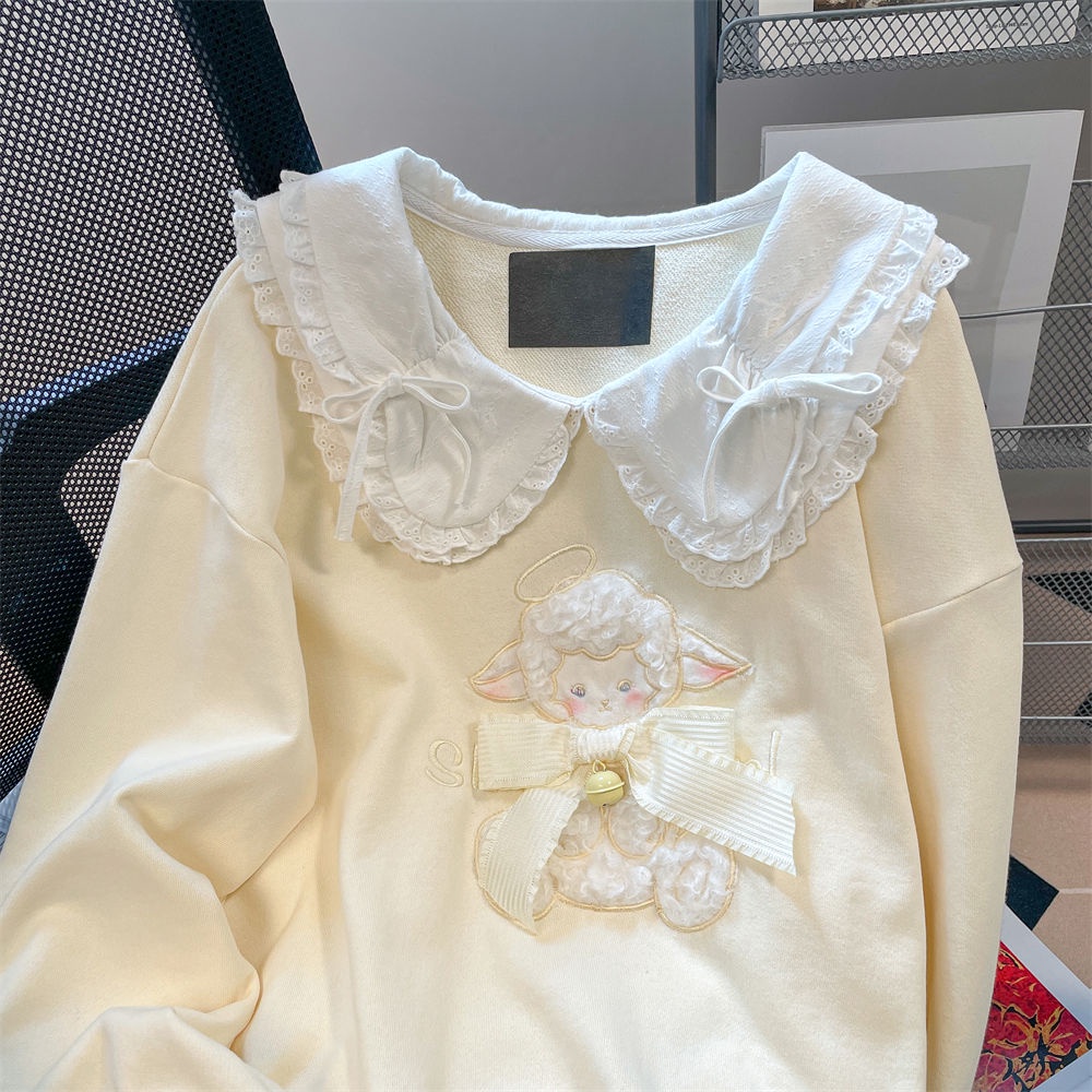 เสื้อกันหนาว คอตุ๊กตา ประดับโบว์น่ารัก ลดอายุ