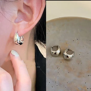 พร้อมส่ง ต่างหูห่วงโลหะ เงิน 925 18K เครื่องประดับ สไตล์คลาสสิก